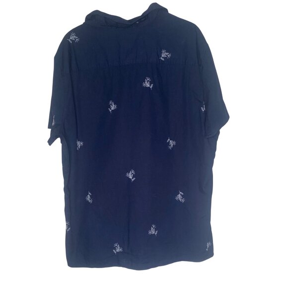 Goodfellow & Co Mens XXL  Navy Short-Sleeve Cotton Button-Up Shirt Embroidered R - Picture 5 of 8